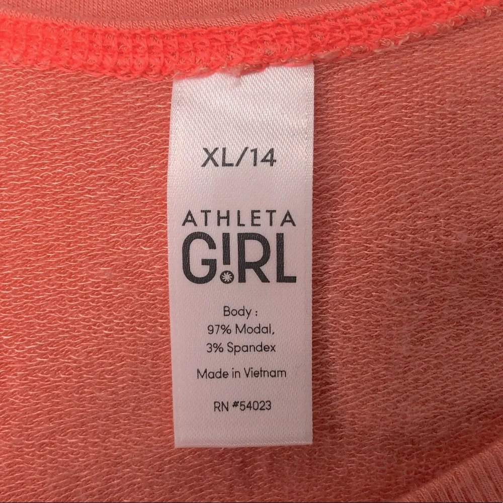 ATHLETA GIRL longsleeve coral tee w/thumb hole cuffs & half-moon open ba… - Picture 7 of 8